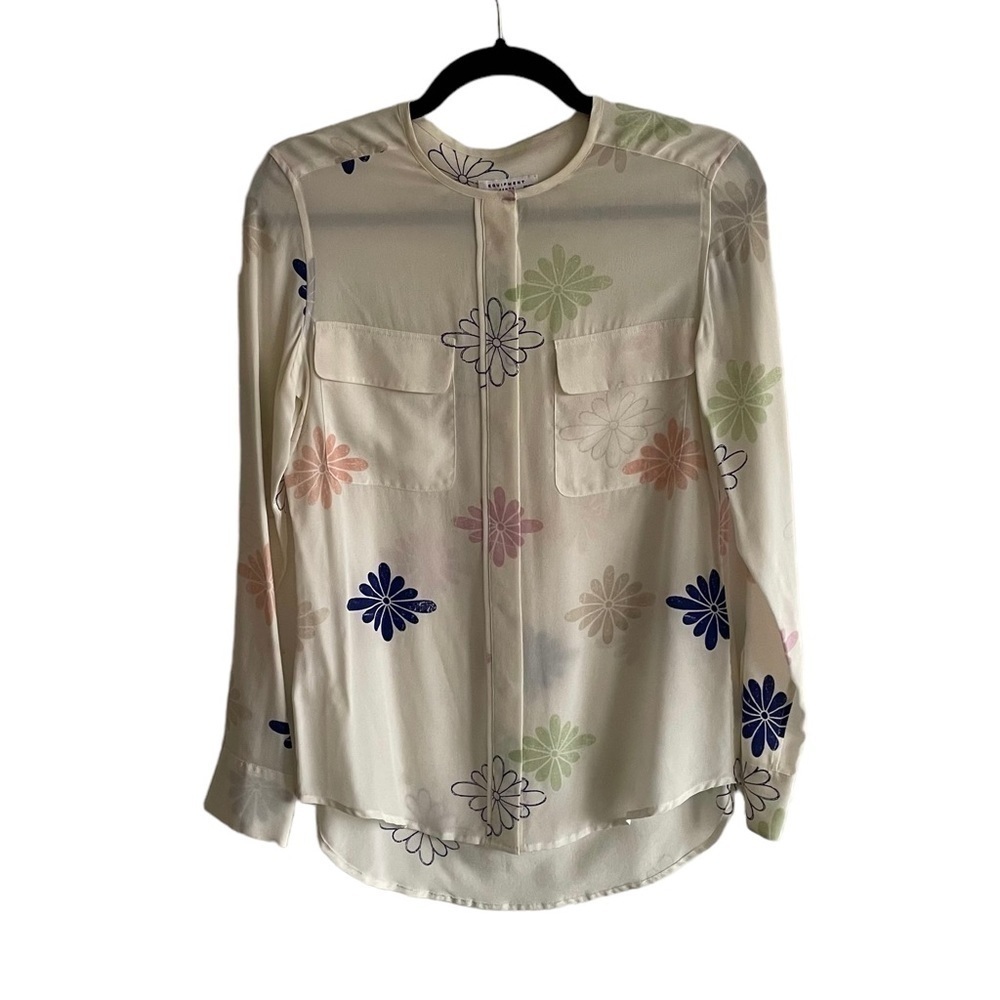 Equipment Femme Silk Blouse Floral Print Cream Xs